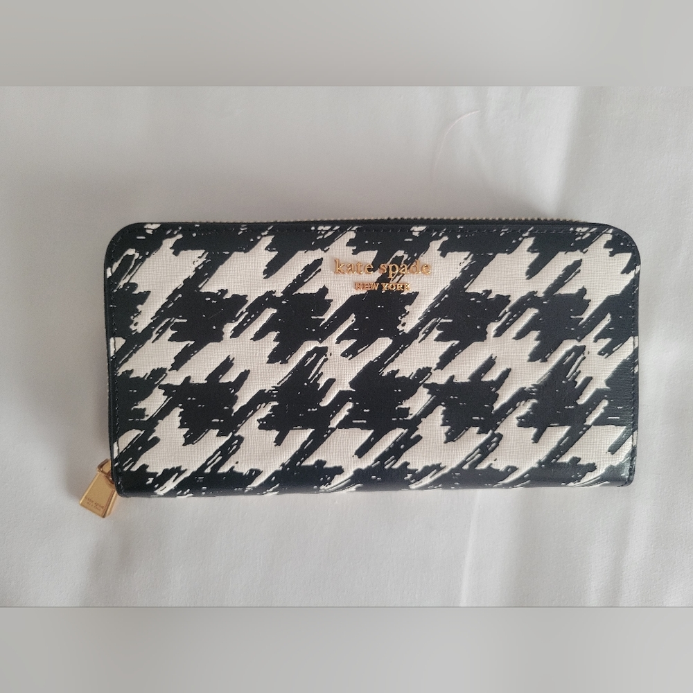 Morgan Painterly Houndstooth Zip-around Continental Wallet